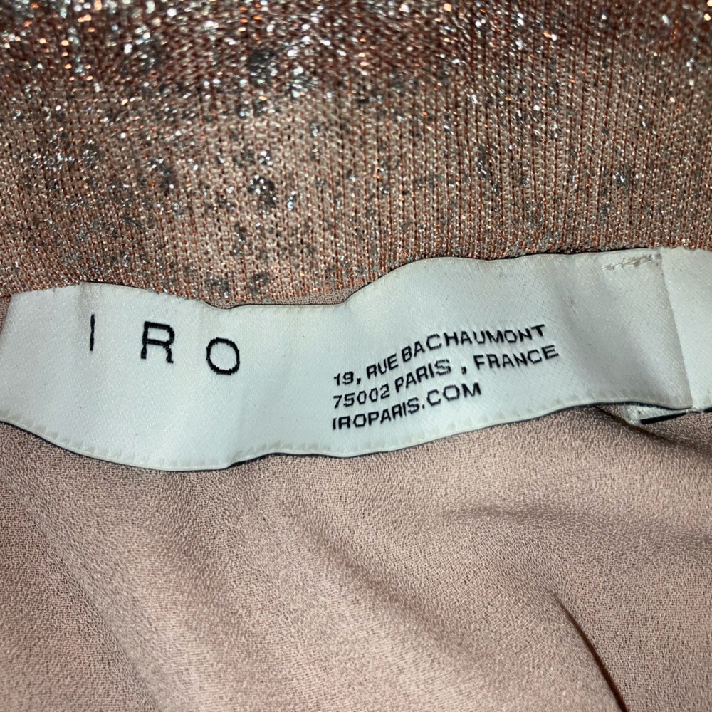 IRO Paris pink silver metallic tiered flounce short skirt XS sorority luxury - Picture 2 of 5